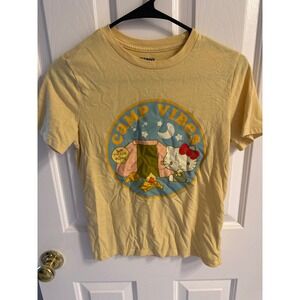 Old Navy Kids Hello Kitty Camp Vibes Yellow Graphic T-Shirt Size L 10-12 Sanrio